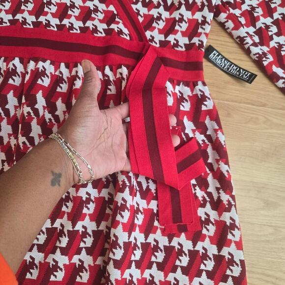 NWT NY & Co Womens Red Houndstooth Knit Dress Size XL Old Money Preppy Workwear - Picture 6 of 12